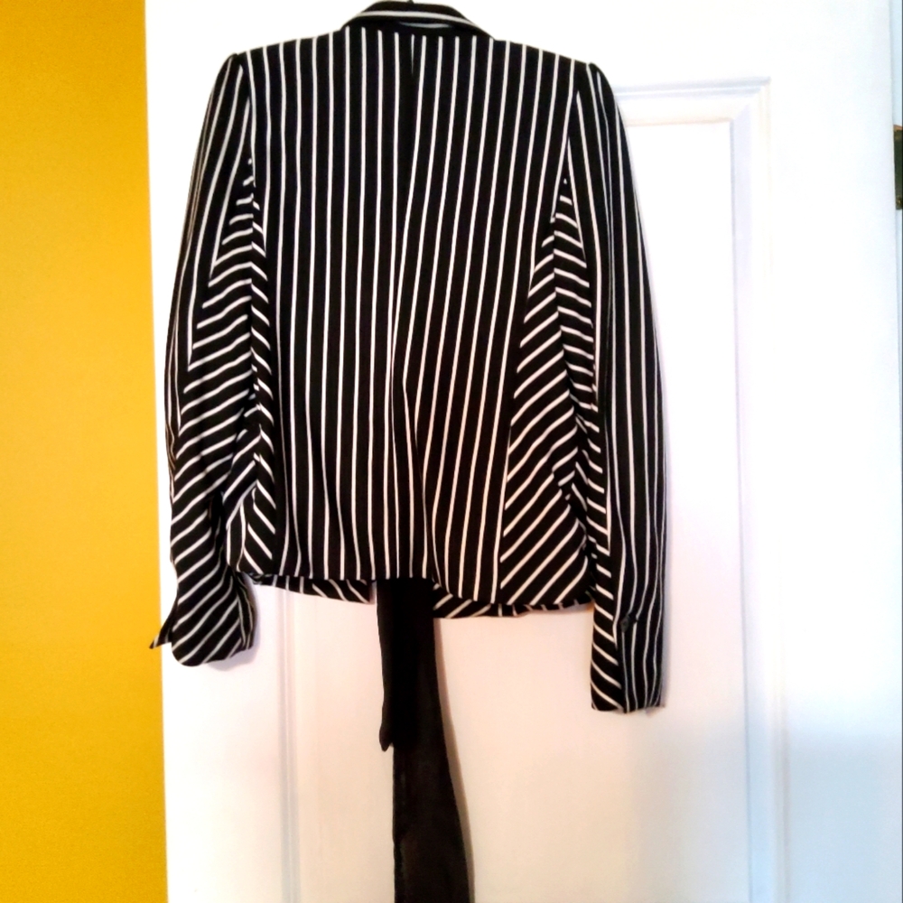 Black and White Striped Women's Blazer